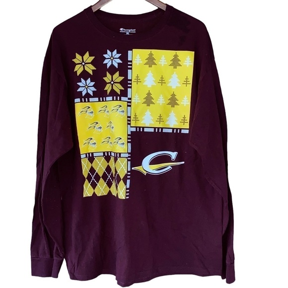 Champion burgundy long sleeve winter theme athletic shirt - Picture 3 of 11